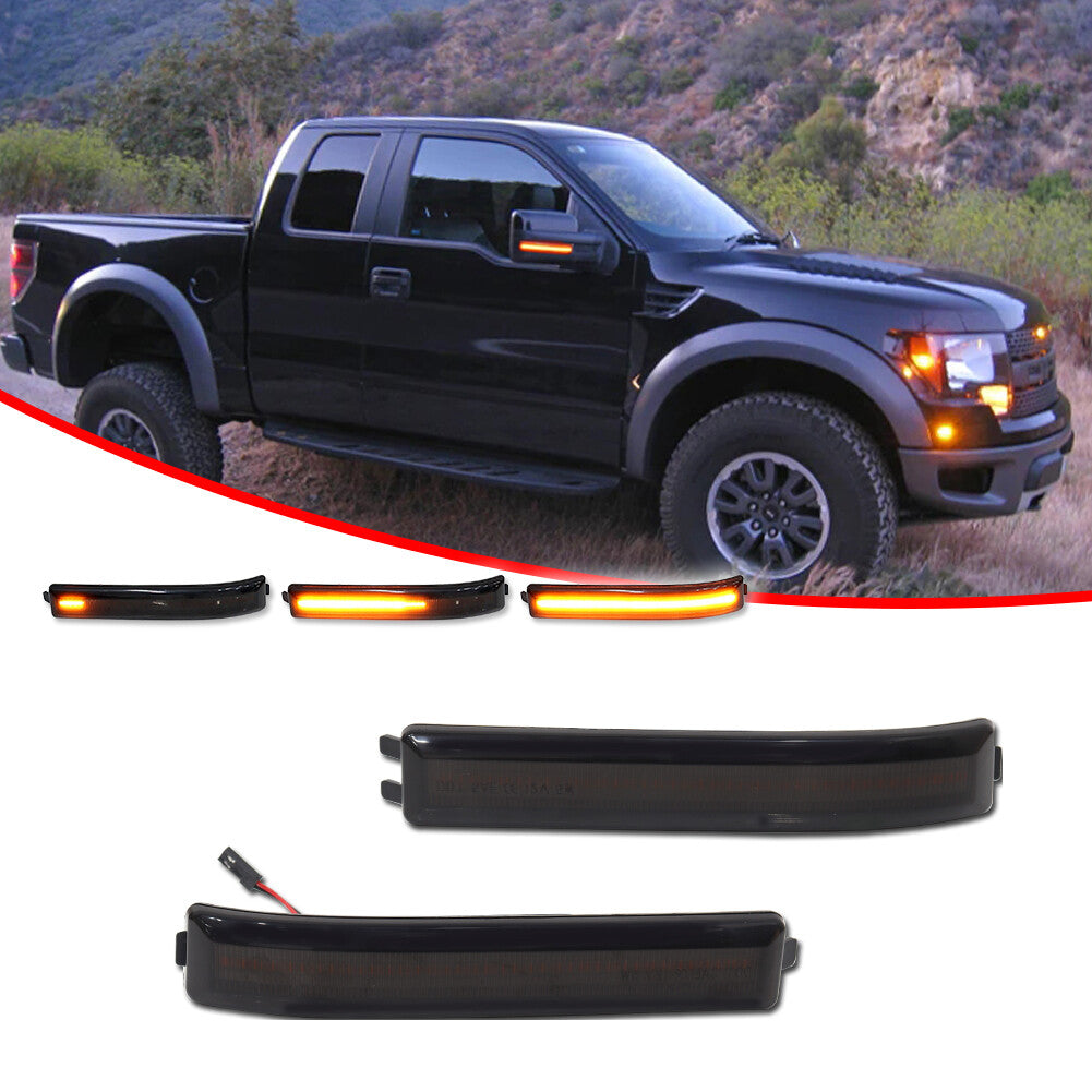 2 smoked lens mirror LED side lights turn signal reflectors suitable for 09-14- v