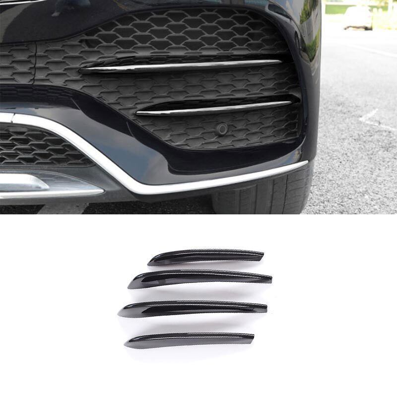 for Benz GLE 2020-2022 Front Bumper Fog Light Lamp Strip Trims Decor Gloss Black
