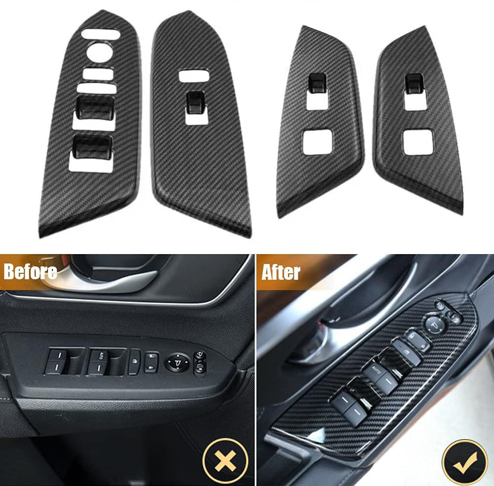 4x Carbon Fiber for 17-22 for Honda CRV Door Window Switch Lock Panel Covers Trims
