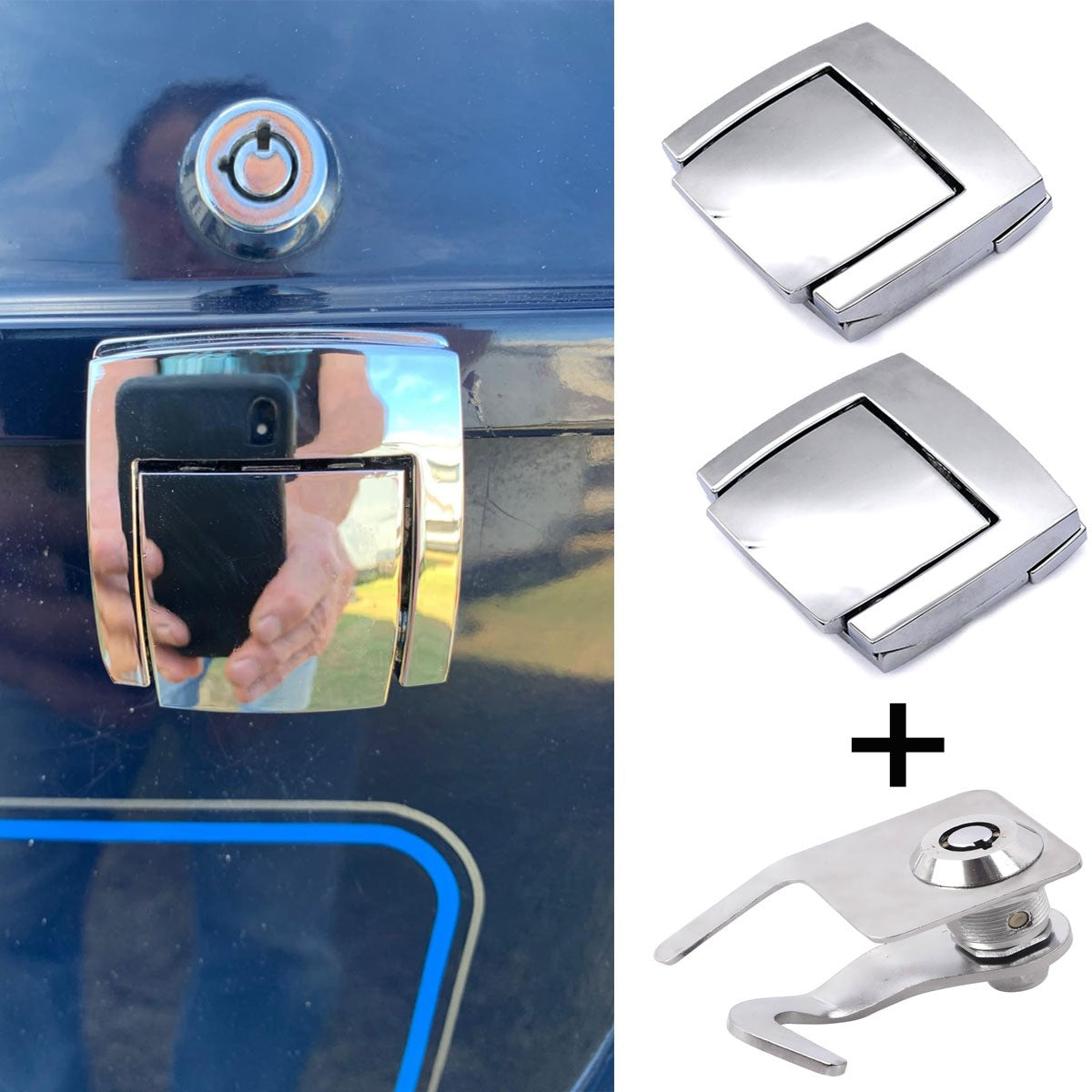 Trunk Hardware Latches Hinges Lock Set for Harley Touring Road Glide 1988-2013 Q