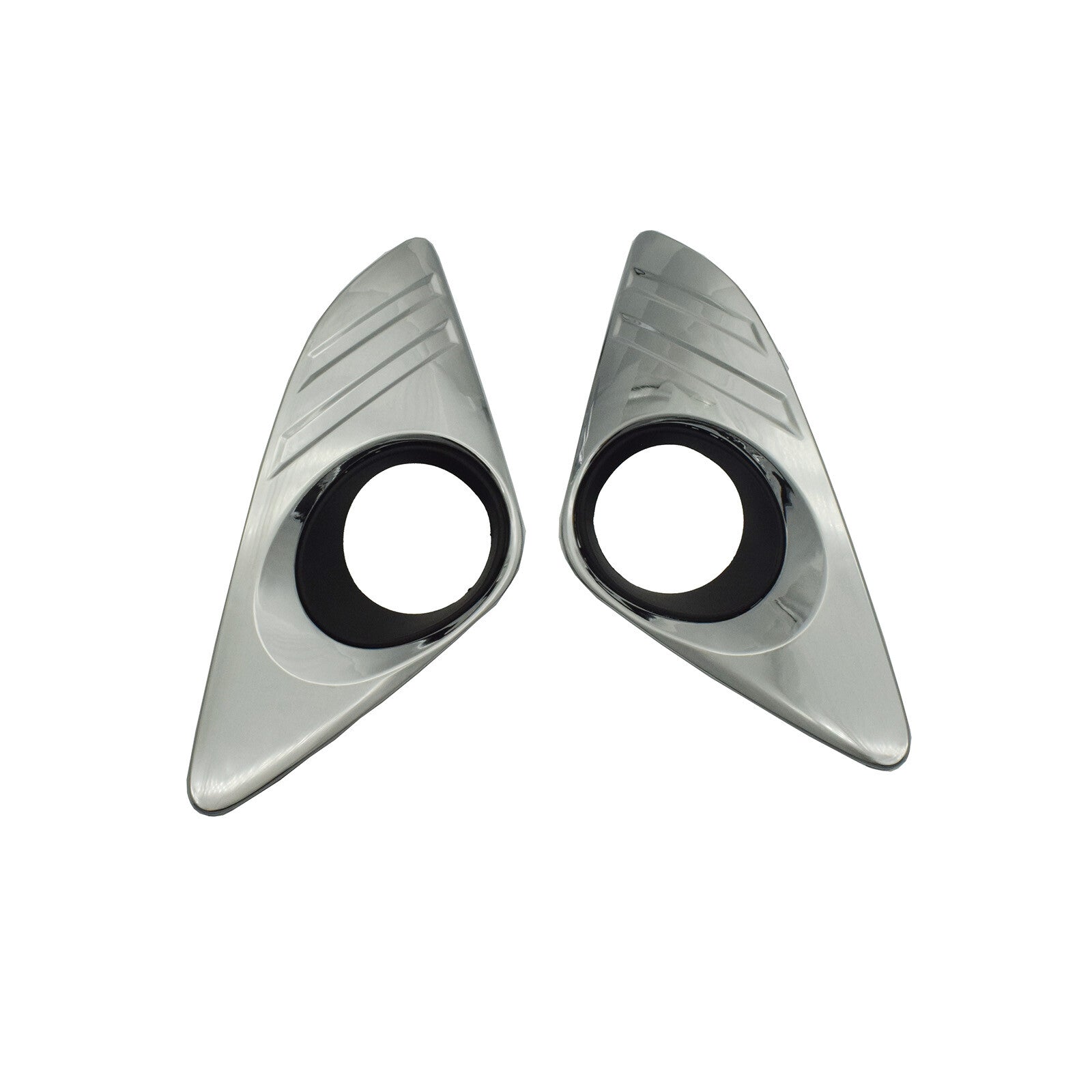 A pair of chrome fog light trim covers for left and right sides, suitable for Toyota for Camry 2012-2014.