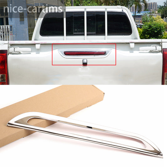 Steel Chrome Tailgate Brake Light Lamp Panel Cover For T@yota Hilux Revo 2015-21