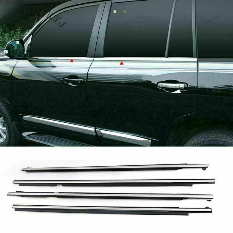 4x for Land Cruiser LC200 2008-2021 Quarter Door Belt W/ Chrome Moulding Strips