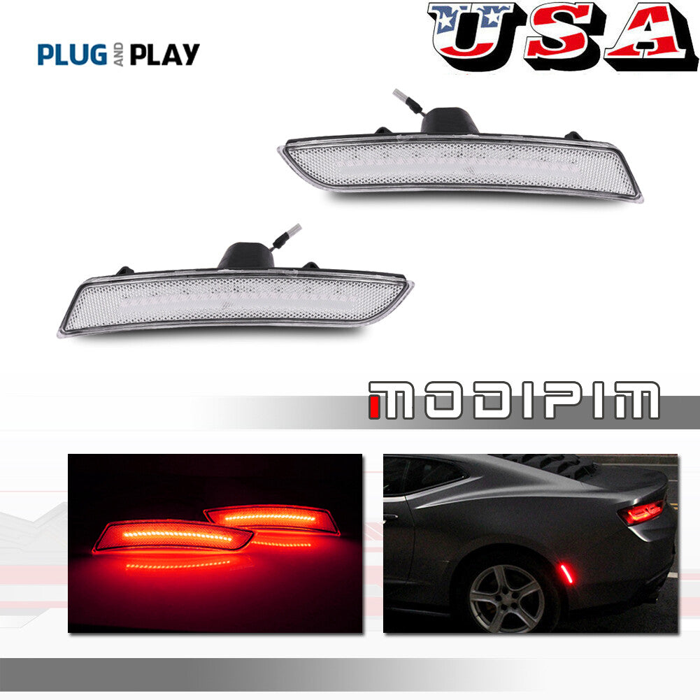 Pack Clear Lens Red LED Rear Side Marker Lights for 2016-2023 for Camaro - v