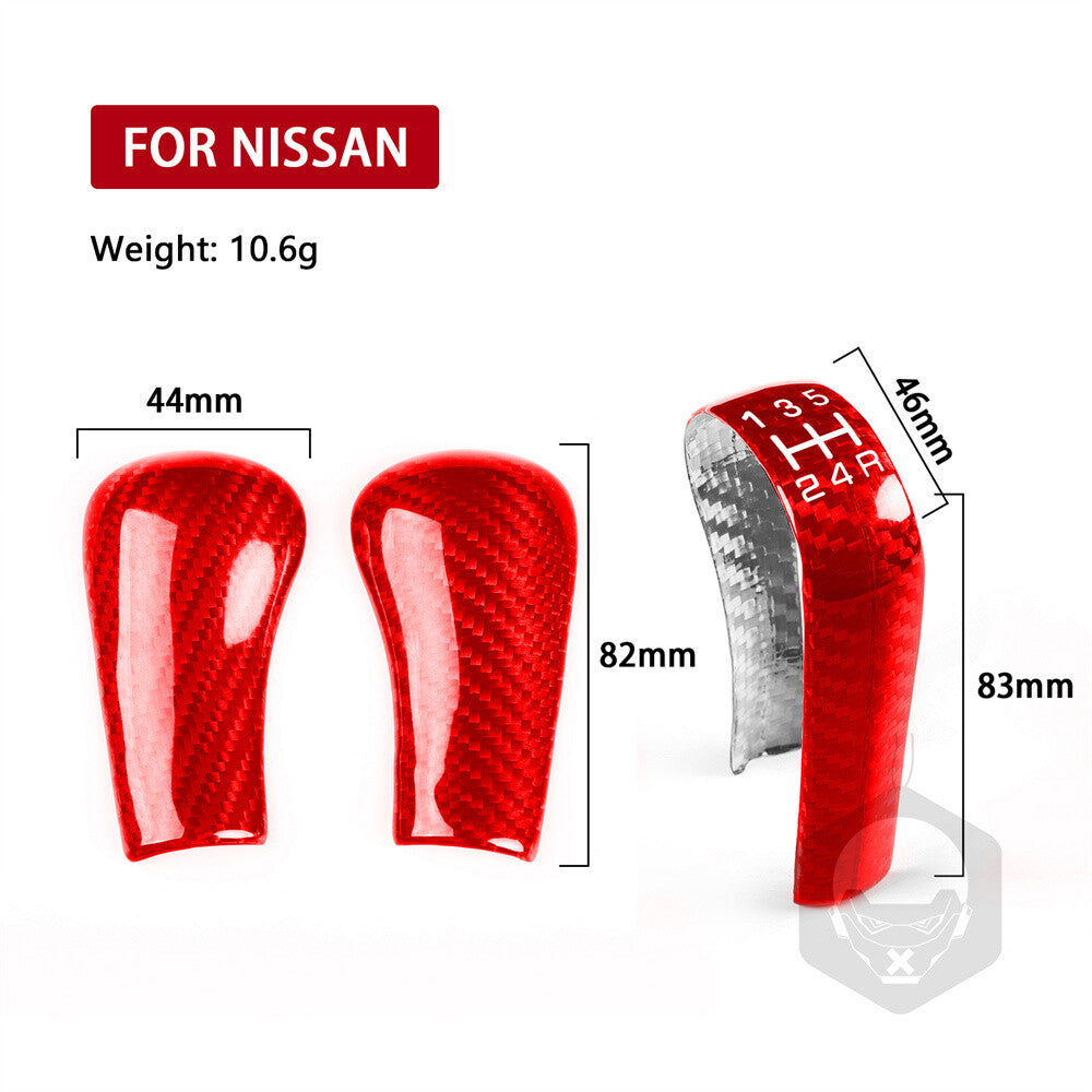 3¡ÁRed Carbon Fiber Gear Shift Knob Panel Set Trim Kit for Nissan GTR R32 R33 R34
