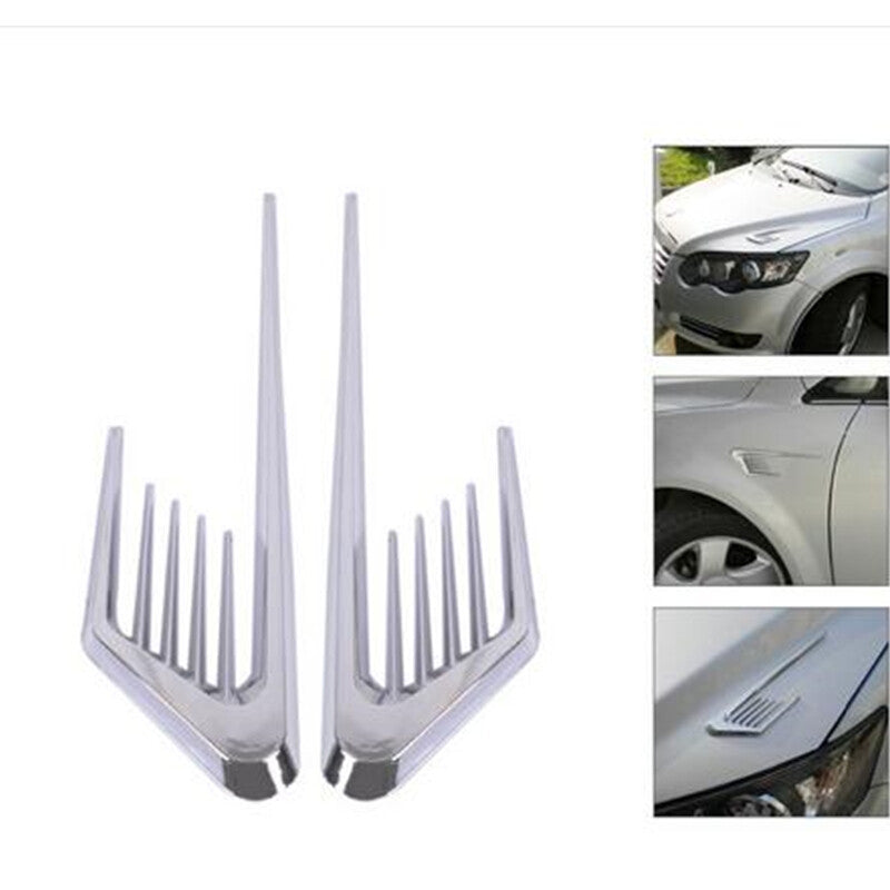 2PCS Air Vent Fender Stick On Decal Trim Sticker Fit For Hood Grille Side Door