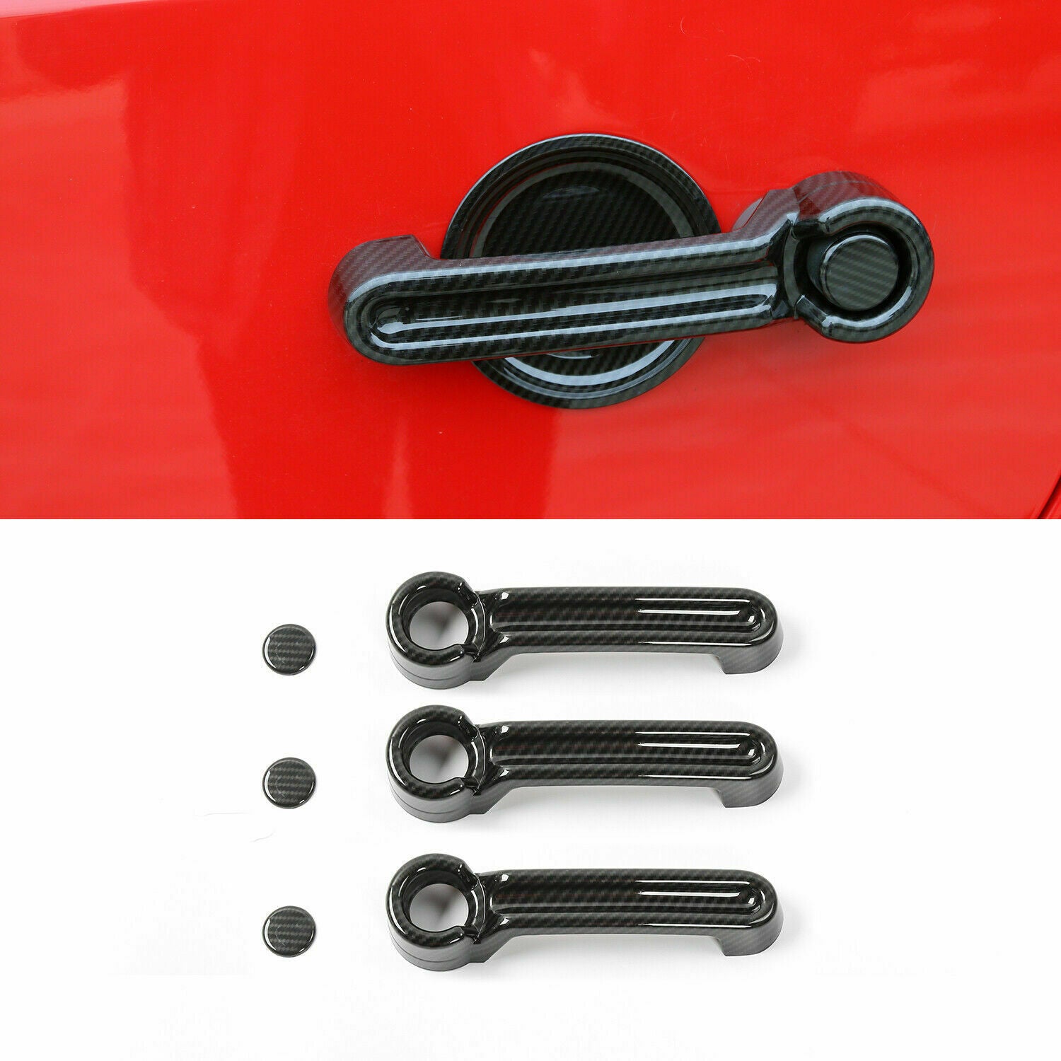 Carbon Fiber 6pcs Door Handle Cover Trim Accessories for 07-18 for Jeep for Wrangler JK