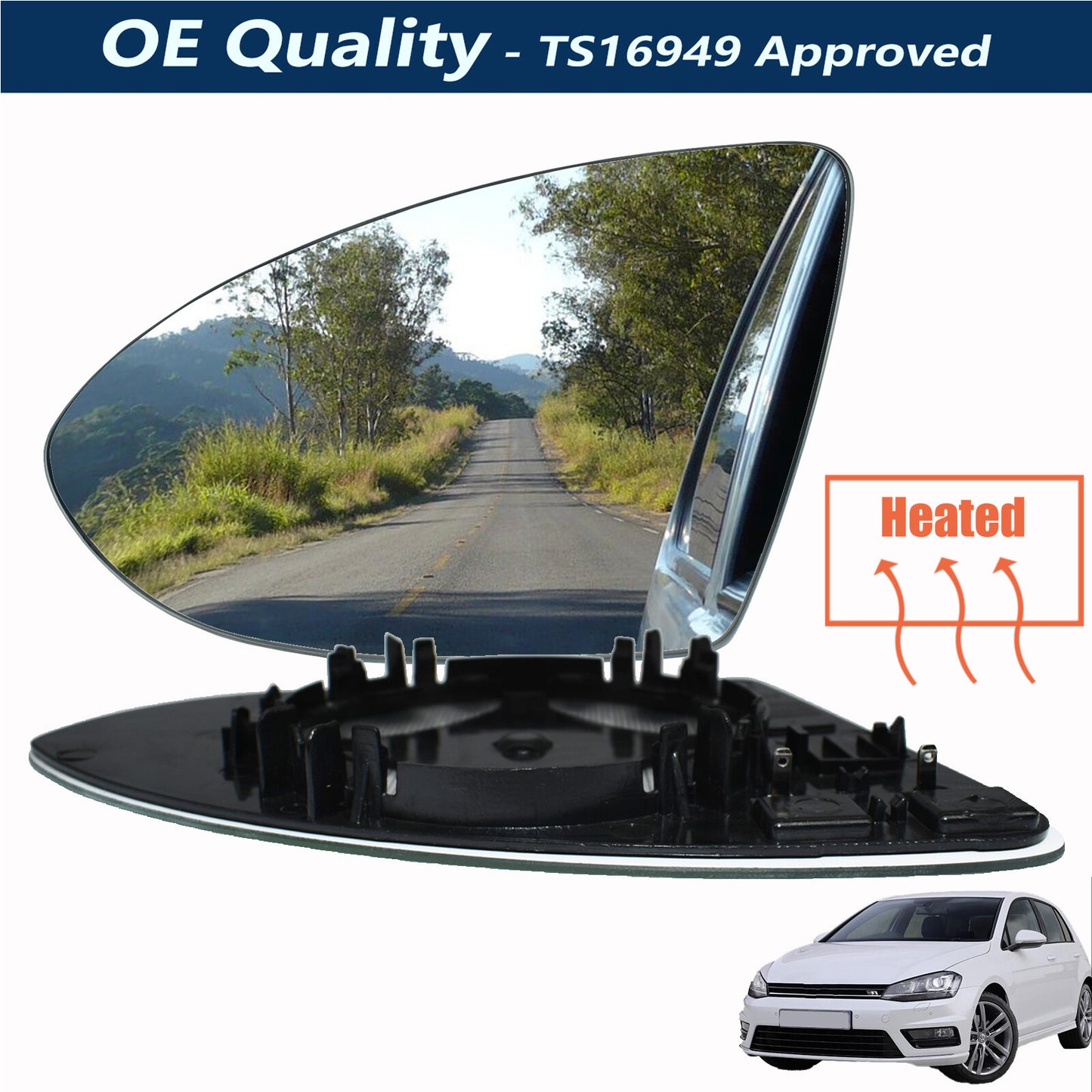 Left Passenger Side Heated Wing Mirror Glass for Vw for Golf Mk7 Mk7.5 2013 - 2018 Q