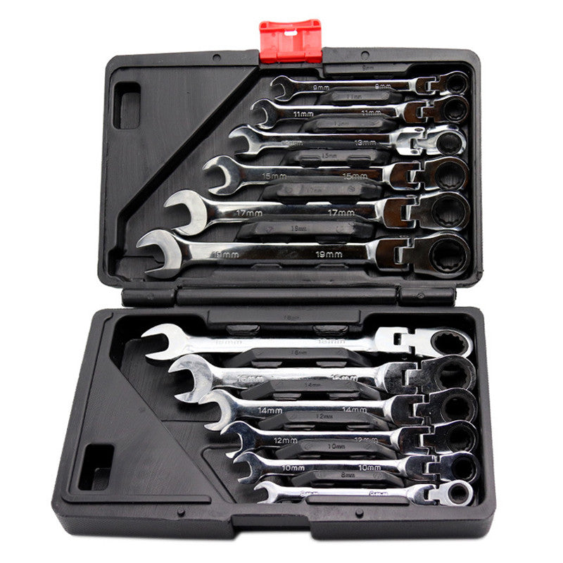 12pcs Flexible Head Metric Ratchet Wrench Set (8-19mm) n