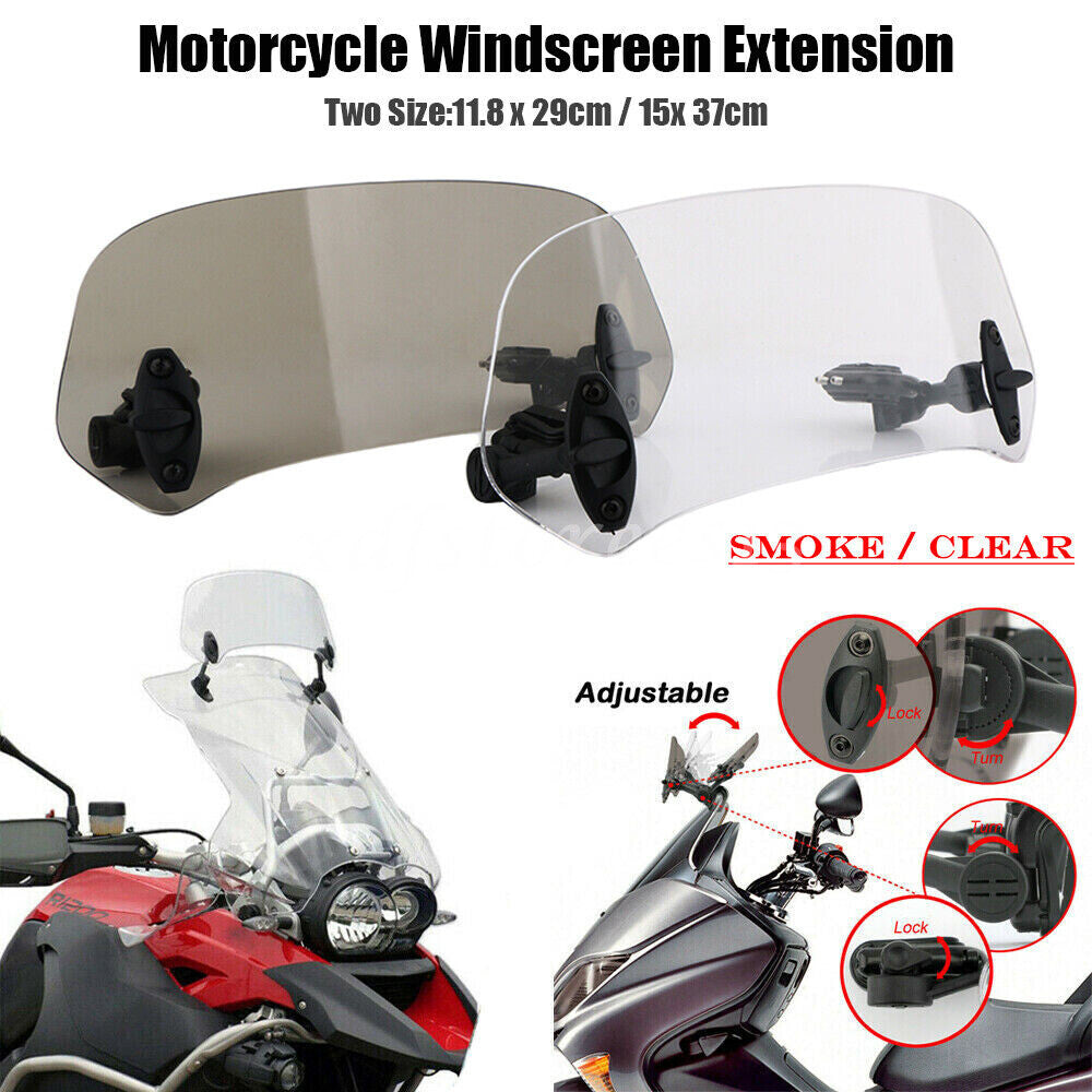 Motorcycle Adjustable Clip-On Windshield Extension Spoiler Windscreen Deflector Q