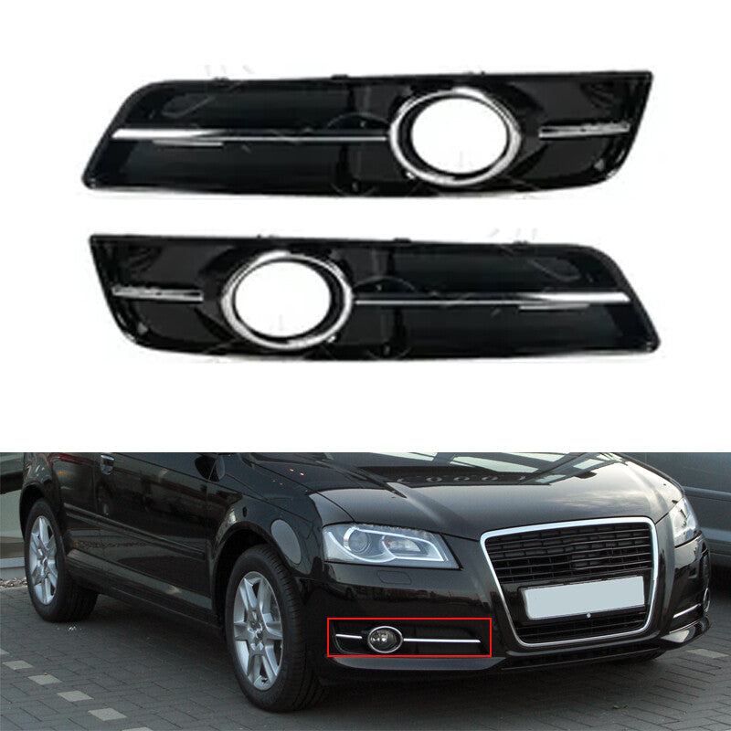 Pair Car Front Lower Bumper Fog Lamp Frame Grille Cover for Audi A3 2010-2013