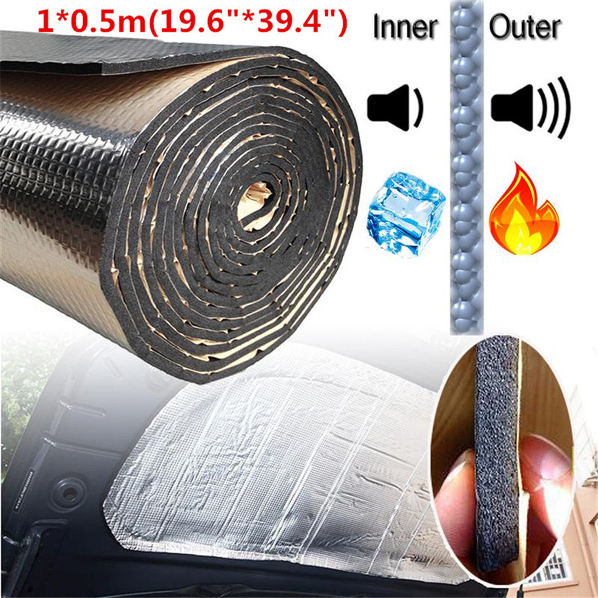 Sound Deadener Car Insulation Heat Shield Dampening Self-Adhesive Accessories Q