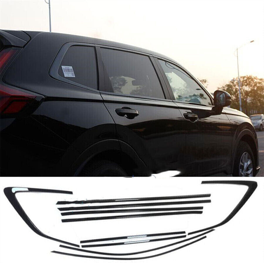 for HONDA CR-V CRV 2023-2024 Glossy Black Steel Window Molding Trim Strip 10Pcs