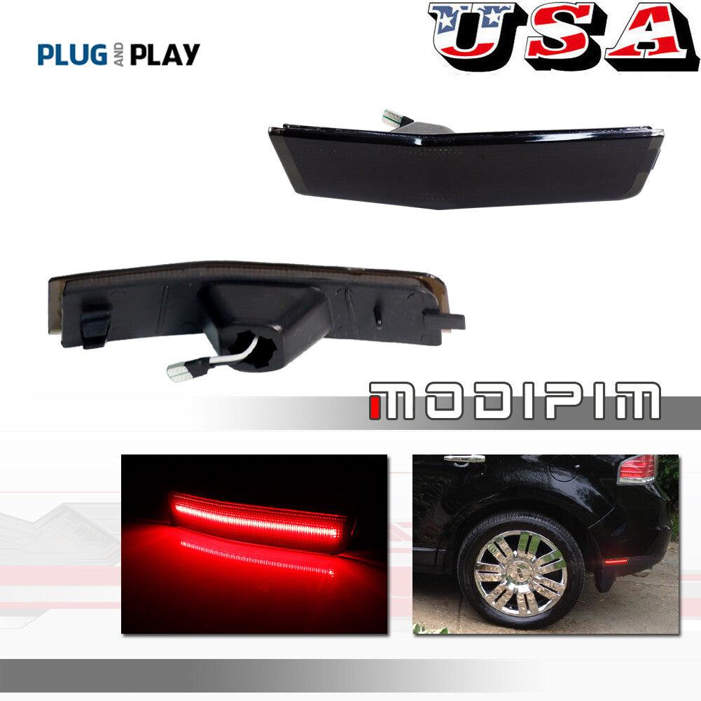 2 Pieces Smoked Lens with Red LED Rear Side Marker Lights for 2007 - 2010 for Lincoln MKX - v