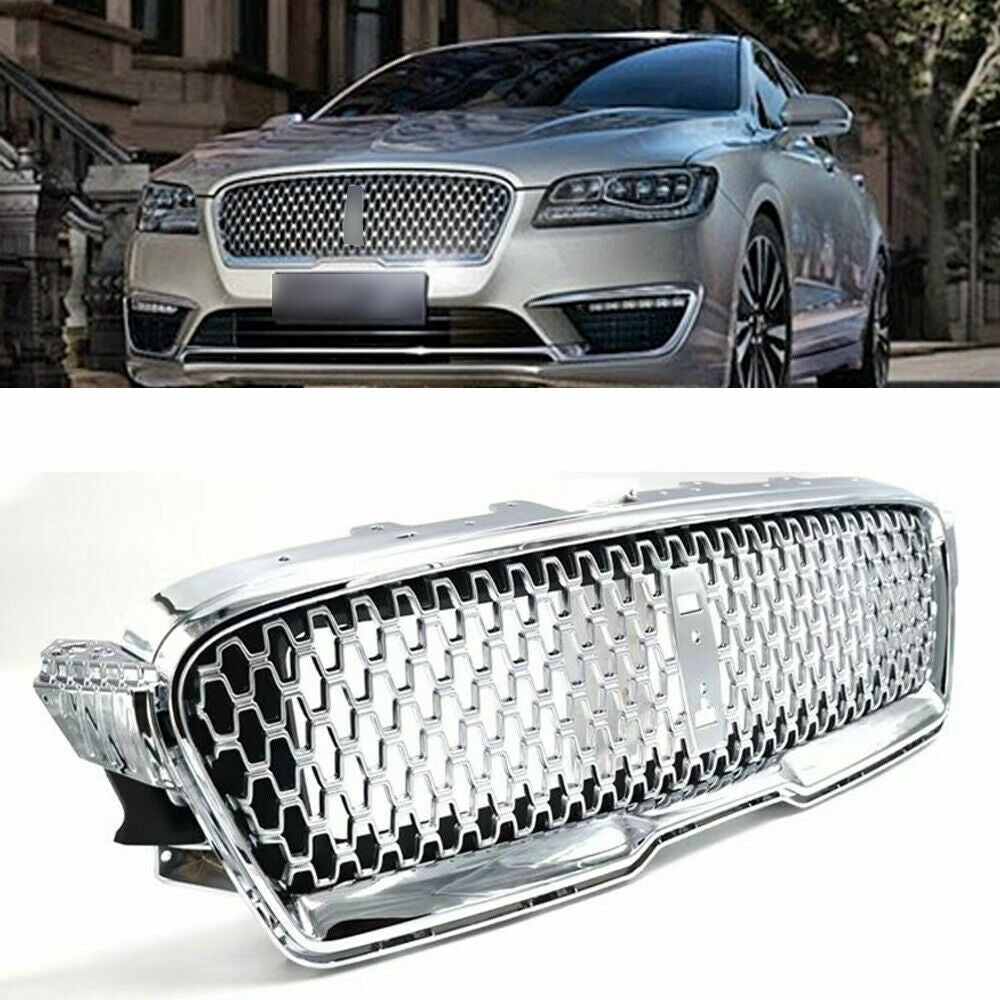 Front Bumper Grille Fit for Lincoln MKZ 2017 2018 2019 Silver Chrome Vents Grill
