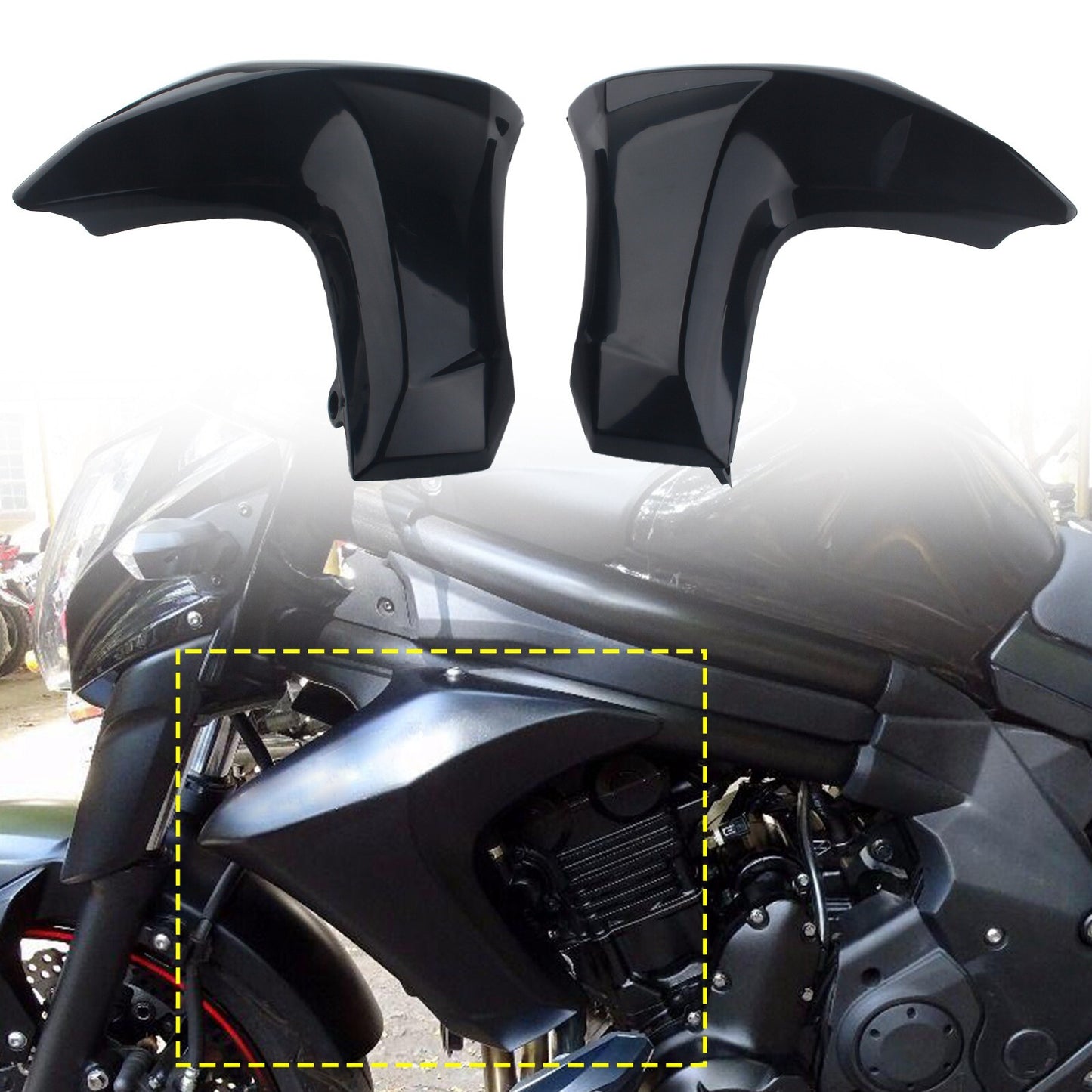 Front Side Radiator Cover Panel Fairing Cowling ABS for KAWASAKI ER-6N 2012-2016 Q