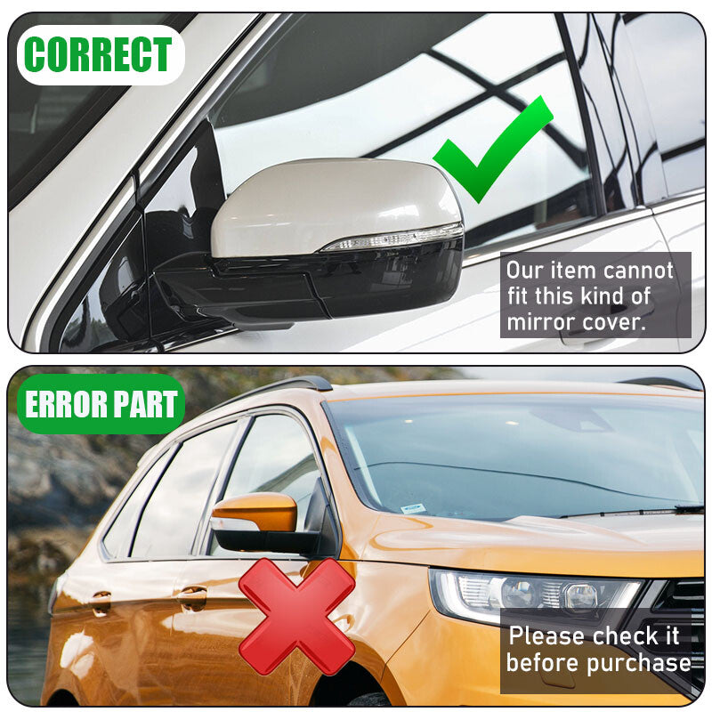 White mirror housings for Ford Edge 2015-2020, rearview camera cover (pair).
