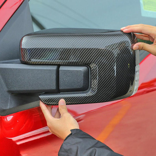 Carbon Fiber Look Rear View Side Mirror Cover Trim For 2021-2023  for ford  F150 F-150