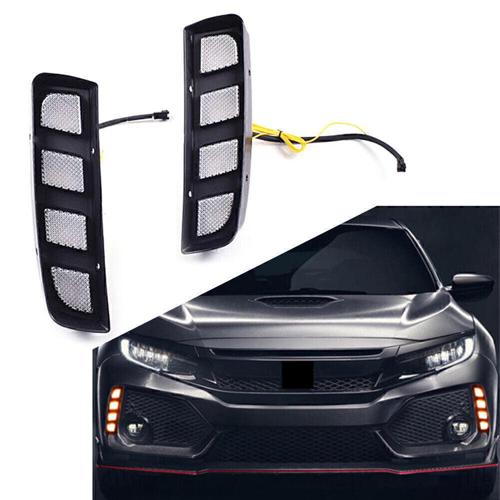 Fit for Honda for Civic 2016-2019 TYPE R LED Daytime Running Fog Light W/ Turn Signal Q