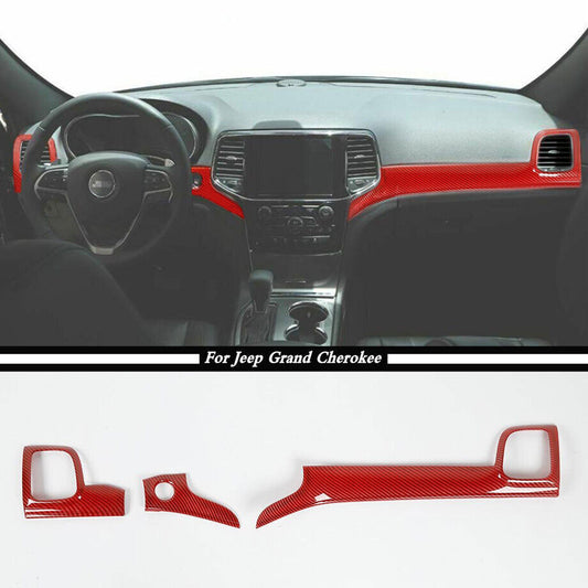for Jeep Grand Cherokee 2011-20 ABS Red Carbon Fiber Dashboard Air Vent Trim 3x