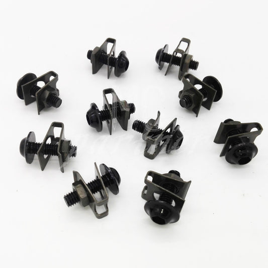 10 x Black M6 6mm Aluminum Fairing Bolts Kit Body Fastener Clip Screw Sportbike Q