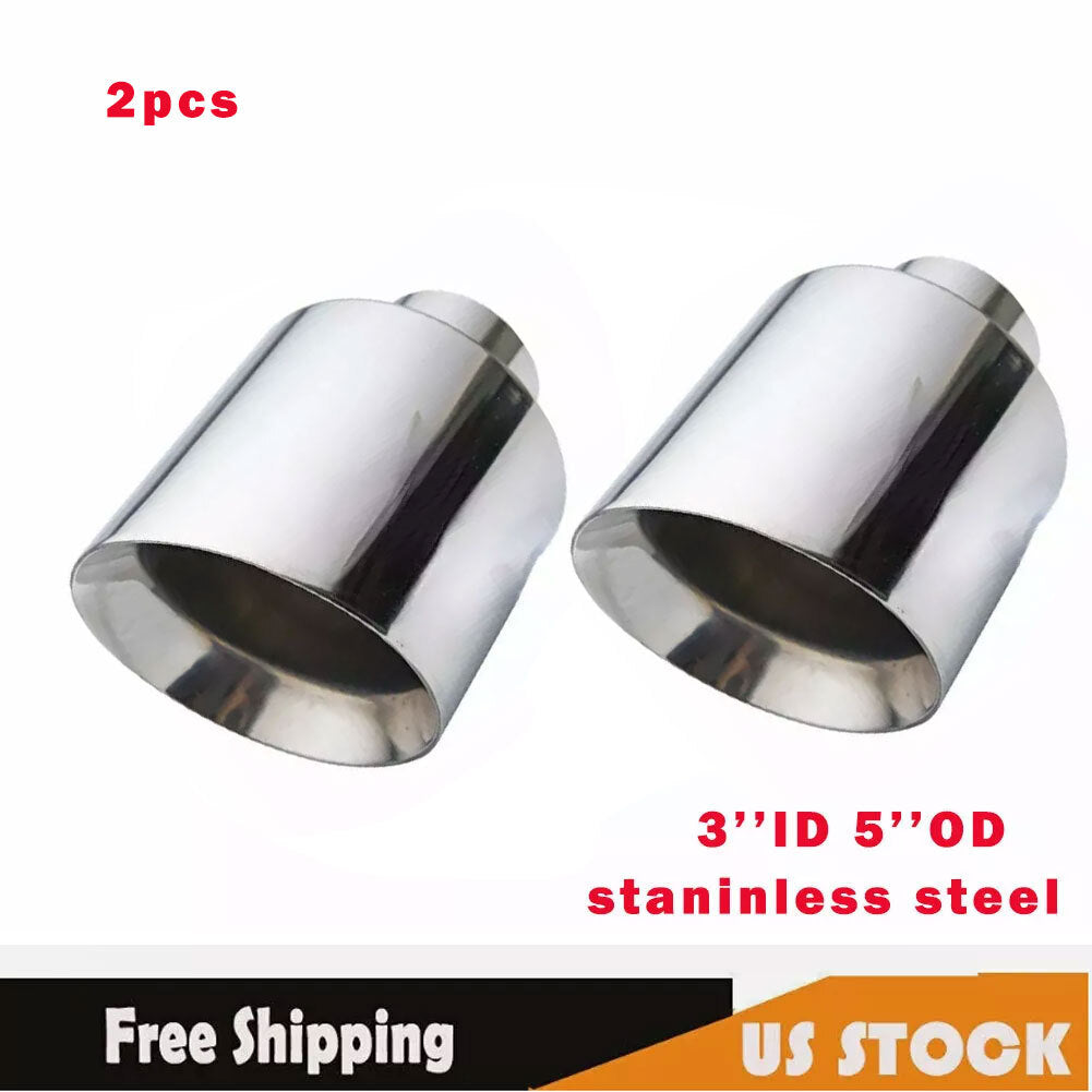 Pair Universal 3 ID 5 OD Exhaust End Tips Muffler Exhaust Tip 5' 152mm