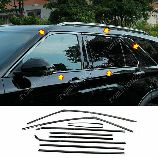 for ford  Explorer 2020-2021 Stainless Glossy Black Window Frame Trim Strip Cover
