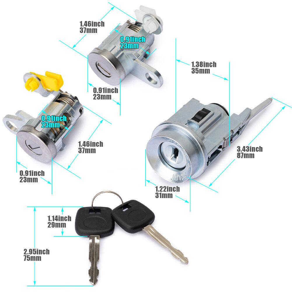 Illuminated door lock key ring set for Tacoma 95-04, compatible with 2-key design. n