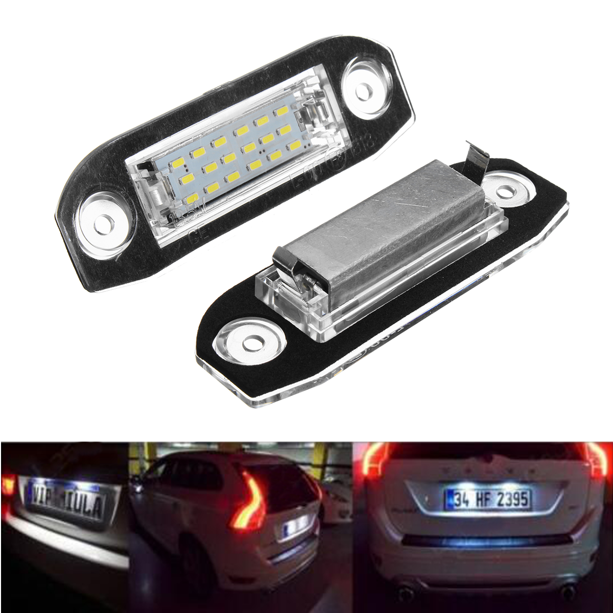 2X for Volvo S80 S60 V60 V50 S40 XC90 V70 C70 License Number Plate Light Lamp