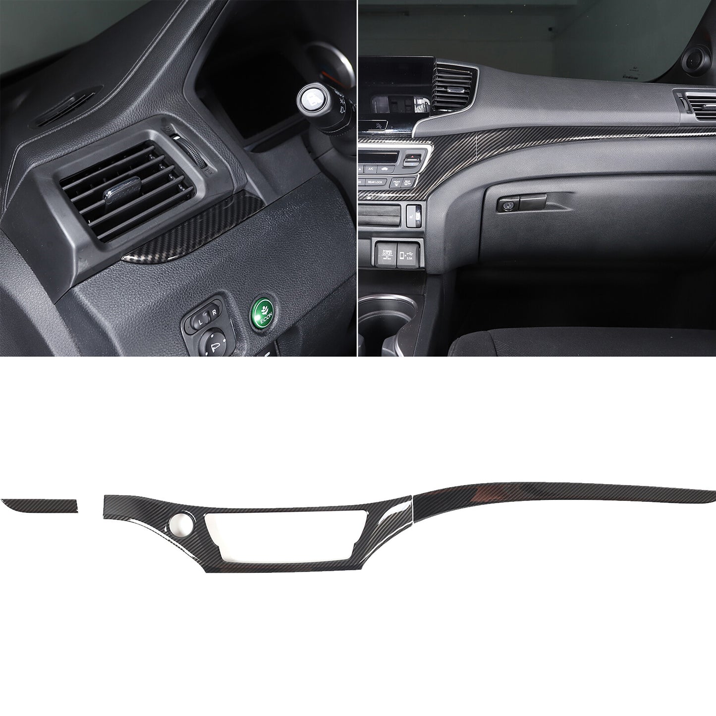 Carbon ABS center console dashboard passenger side strip for Honda Pilot 2015 - 2022 - n