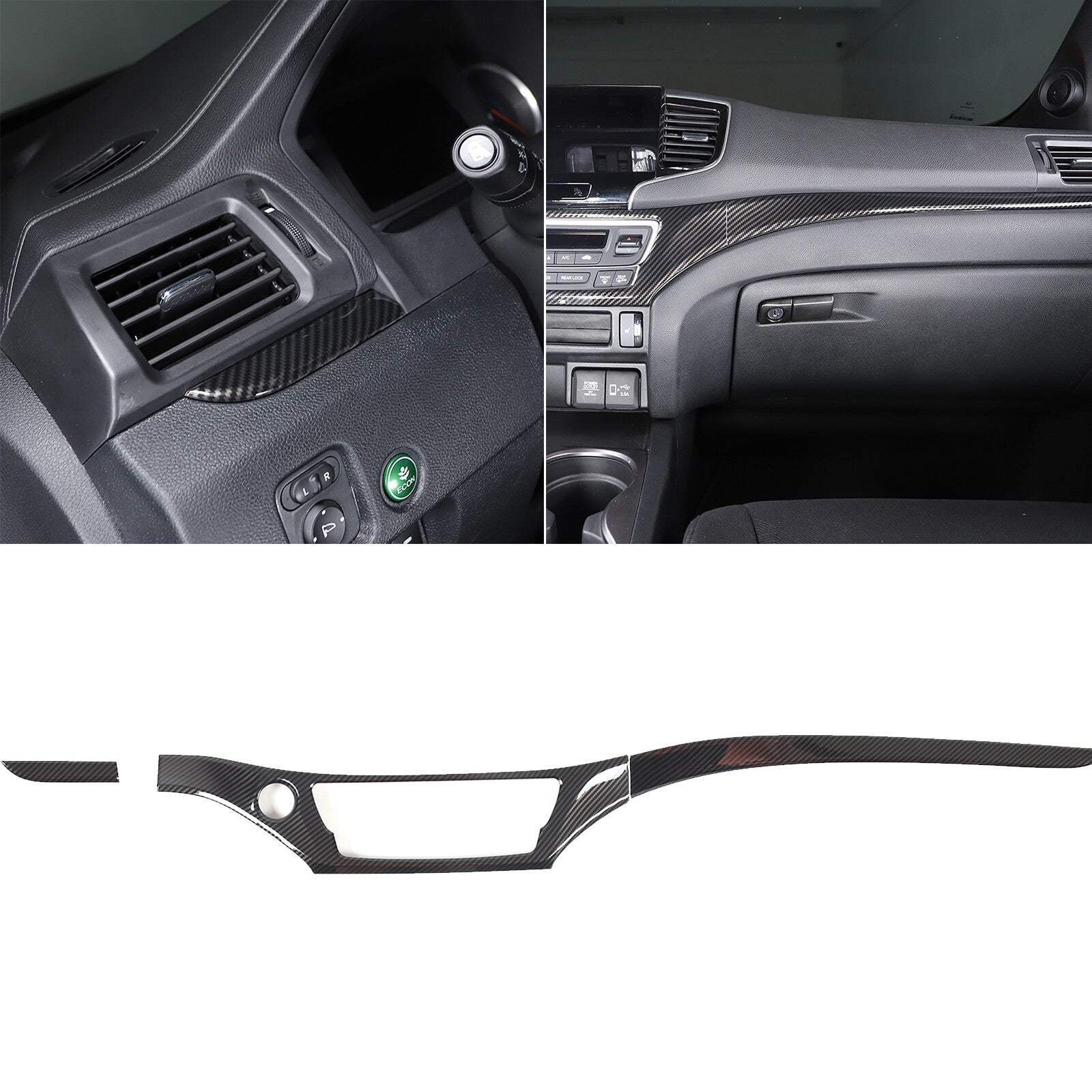 Carbon ABS center console dashboard passenger side strip for Honda Pilot 2015 - 2022 - n