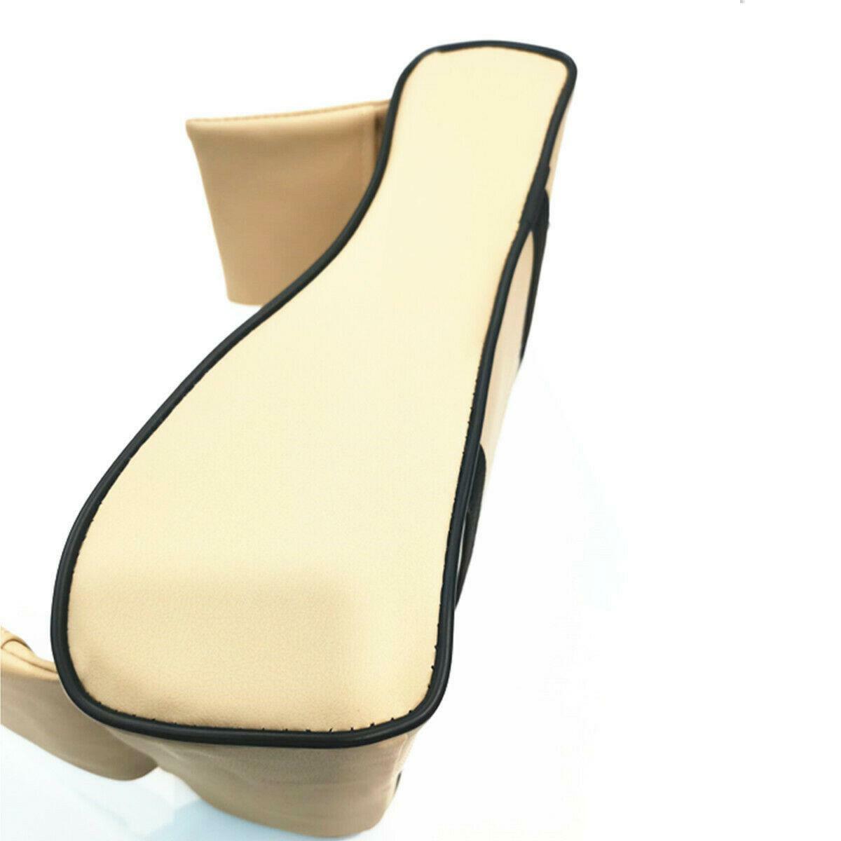 Car beige leather center console box backrest cushion armrest cushion support - n
