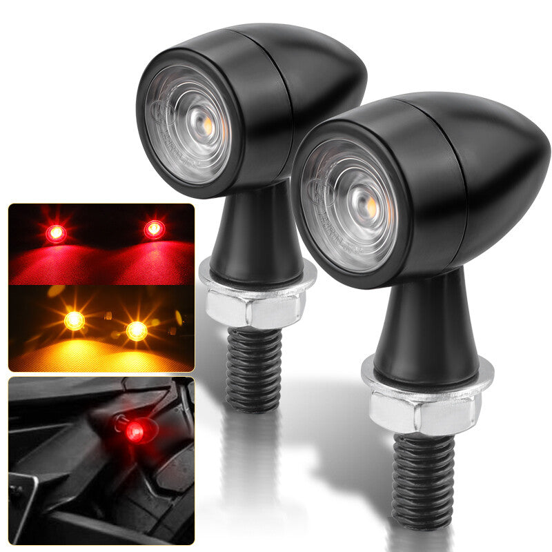 for Mini Bullet LED Turn Signal Brake Blinker Light Motorcycle For Bobber Cafe Racer