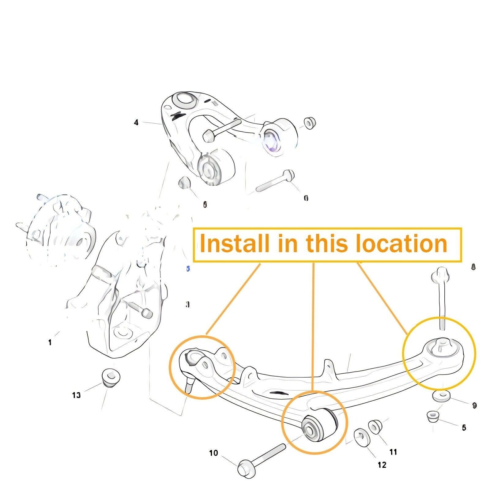 Equipment Manufacturer 6G333084AB- for Aston Martin Front Upper Lower Control Arm Bushing Ball Joint