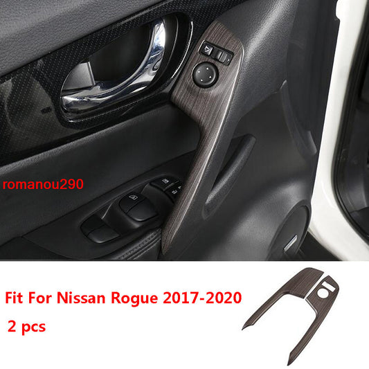 2P for Nissan Rogue 2017-2020 Wood Grain ABS Inner Front Door Armrest Trim Cover