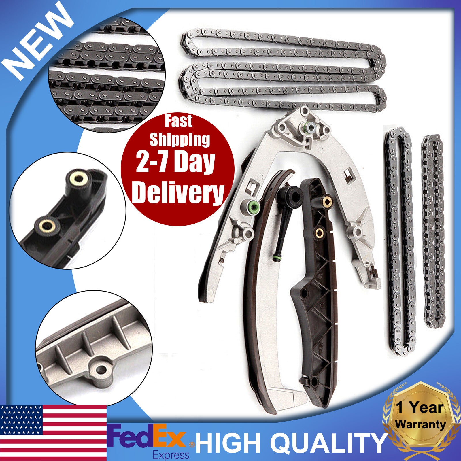 12-piece timing chain kit for E38 E39 E53 M62-X5/540i/740iL 11311741746- n