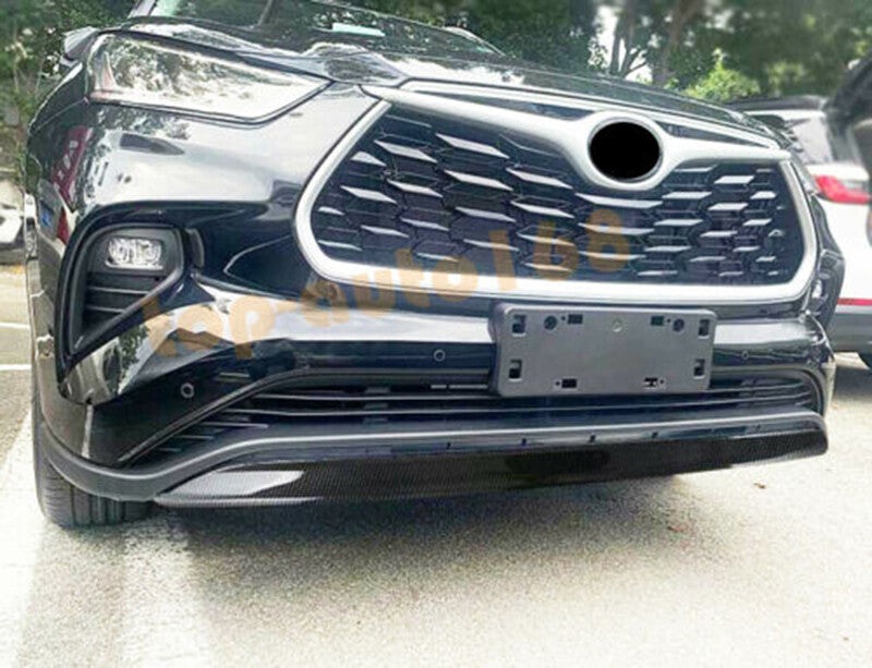 Carbon Fiber ABS Front Bumper Bottom Molding Trim for Toyota Highlander 2020-23