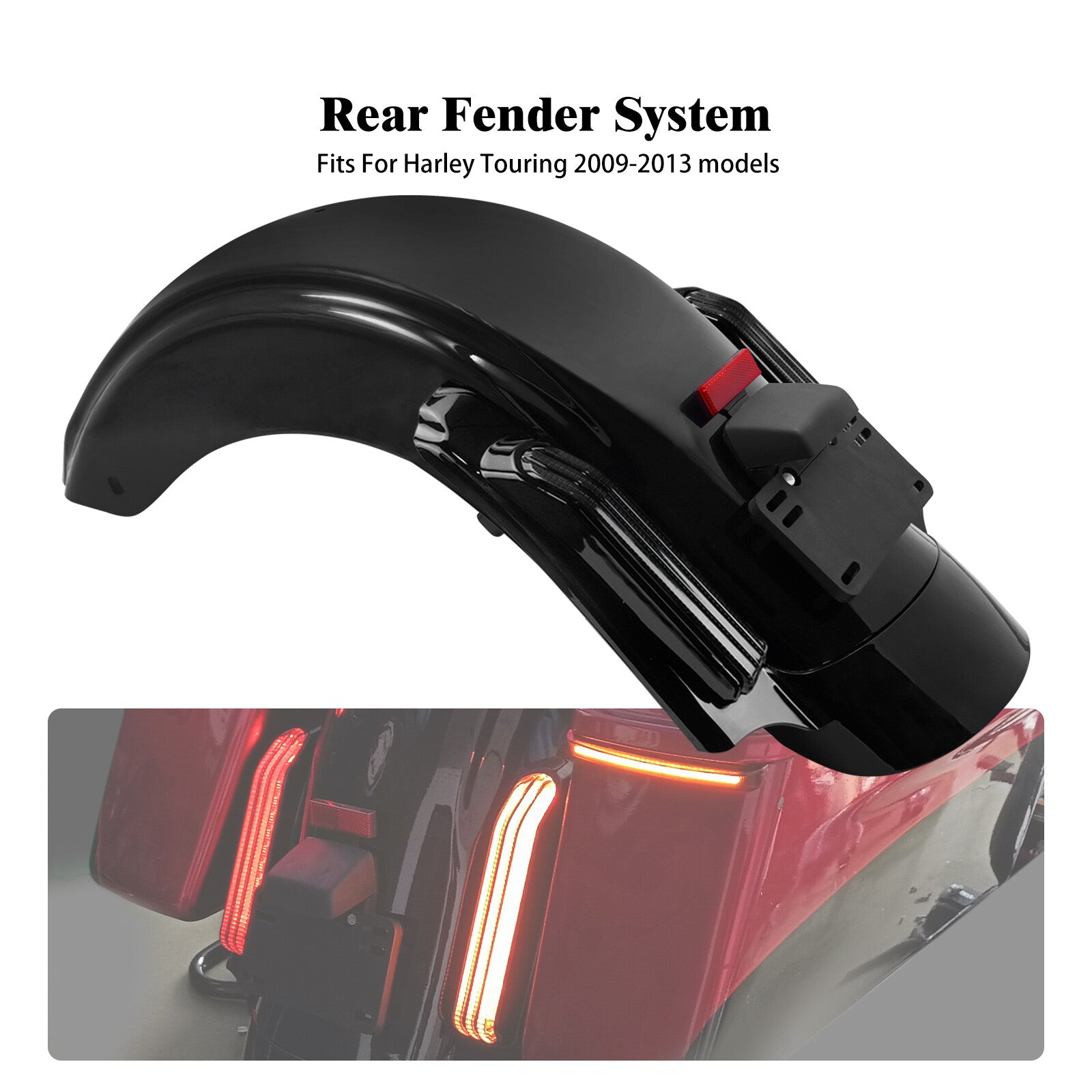 CVO Style LED Rear Fender System for Harley Touring Road Electra Glide 2009-2013