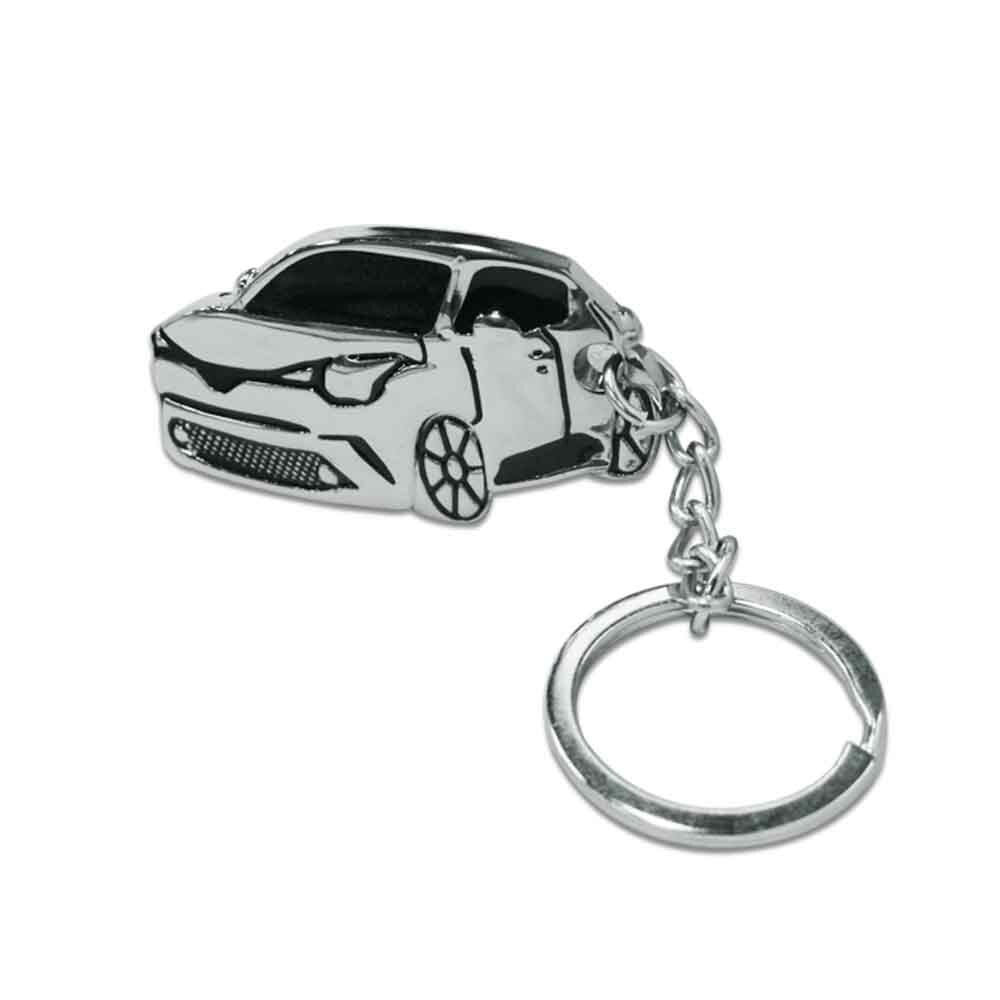 (1) 3D silver finish die-cast metal keychain suitable for Toyota CHR-HR Q