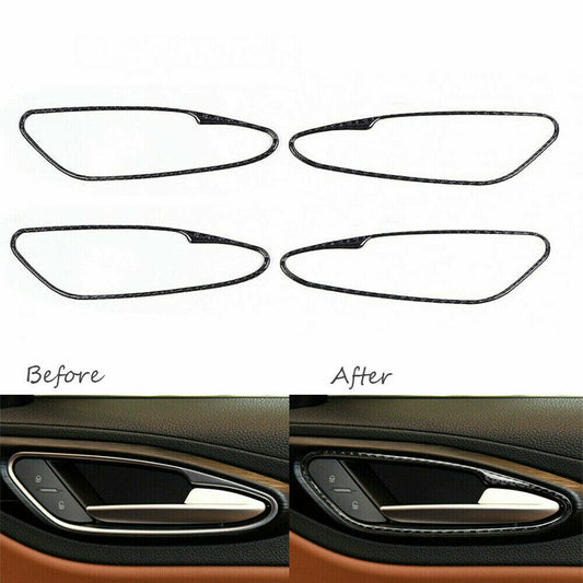 4-piece set of carbon fiber door handle trim covers for Alfa Romeo Giulia 17-20
