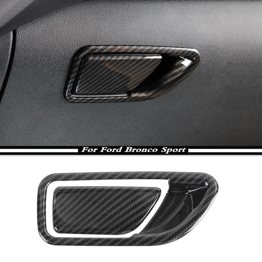 For 21-23 Bronco Sport Carbon for Co -pilot Storage Box Handle Switch Cover Trim v