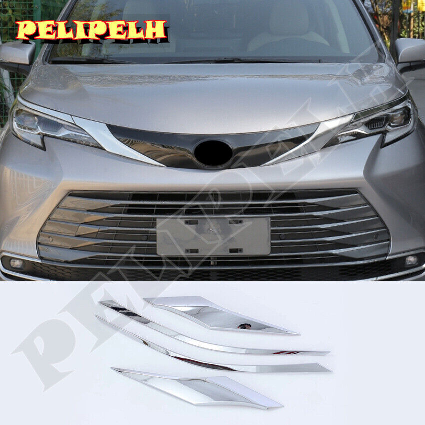 4x chrome ABS Front Headlamps Light Brow Trim Fit For 2021-2023 Toyot@a for Sienna n