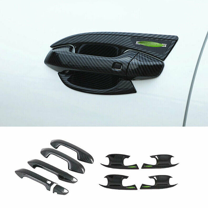 ABS Carbon Car Door Handle Cover+Cup Bowl Combo for Kia Seltos 2022-2023 Trim B n