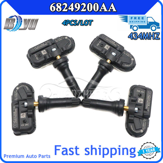 Four tire pressure monitoring sensors, 434MHz, for Dodge for Ram 3500 14-17 TPMS 68249200AA- v