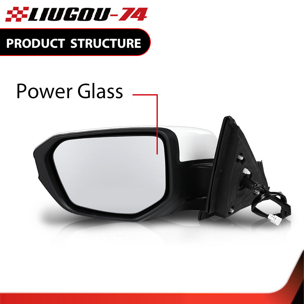 Mirror Assembly White Fits 16-21 for Honda for Civic Coupe Sedan Left Driver LH Side - v