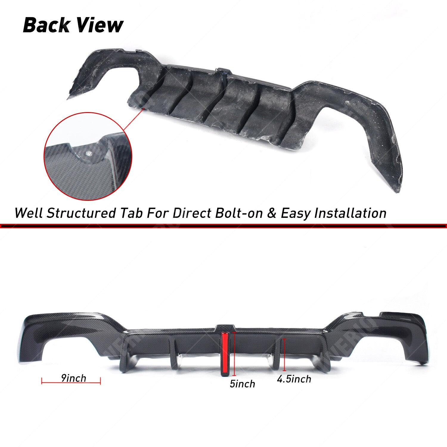 CARBON FIBER LED REAR DIFFUSER+SIDE EXTENSION FOR 19-22 G20 3 K STYLE n