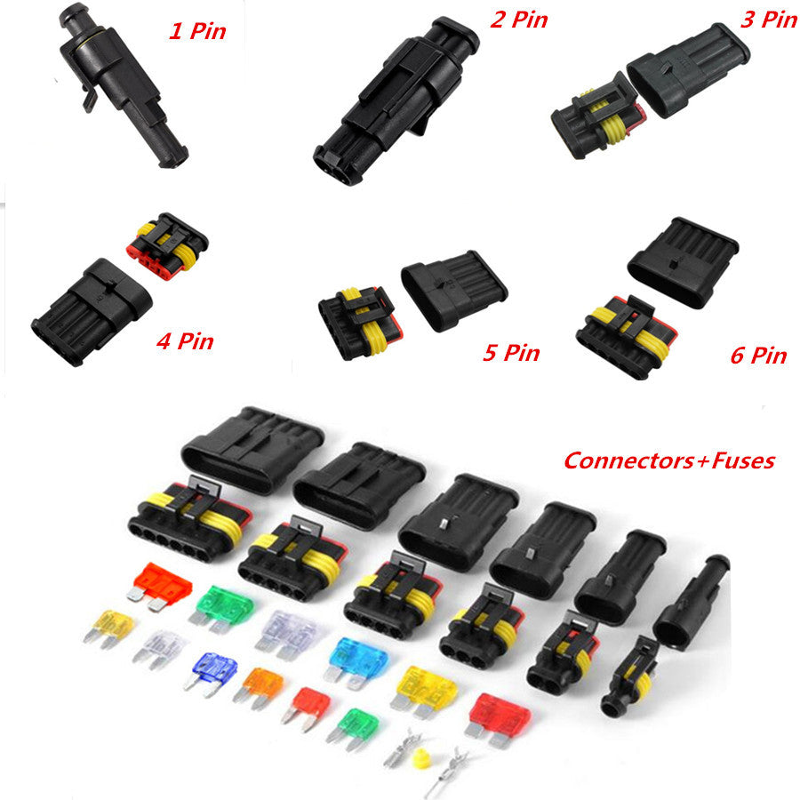 Car 1/2/3/4/5/6Pin Wire Way Waterproof Electrical Connector Terminal Blade Fuses