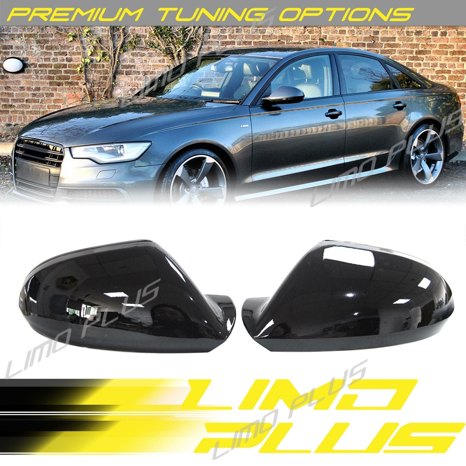 Gloss Black Side Mirror Cover for for Audi A6 C7 S6 RS6 with O Lane Assist v