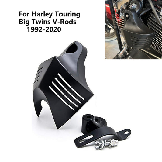 Black V-Shield Grill Horn Cover Set for Harley Softail Dyna Big Twins 1992-2020