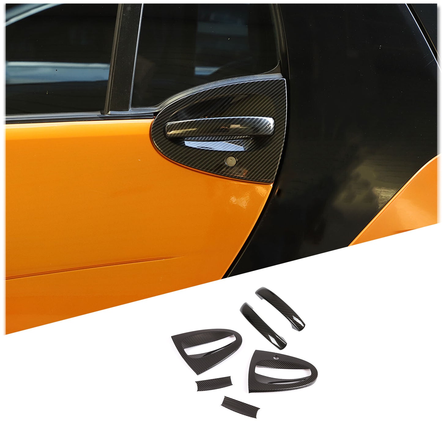 Car door handle protector kit with protective film for Smart ForTwo 2007-2015 carbon fiber ABS. n